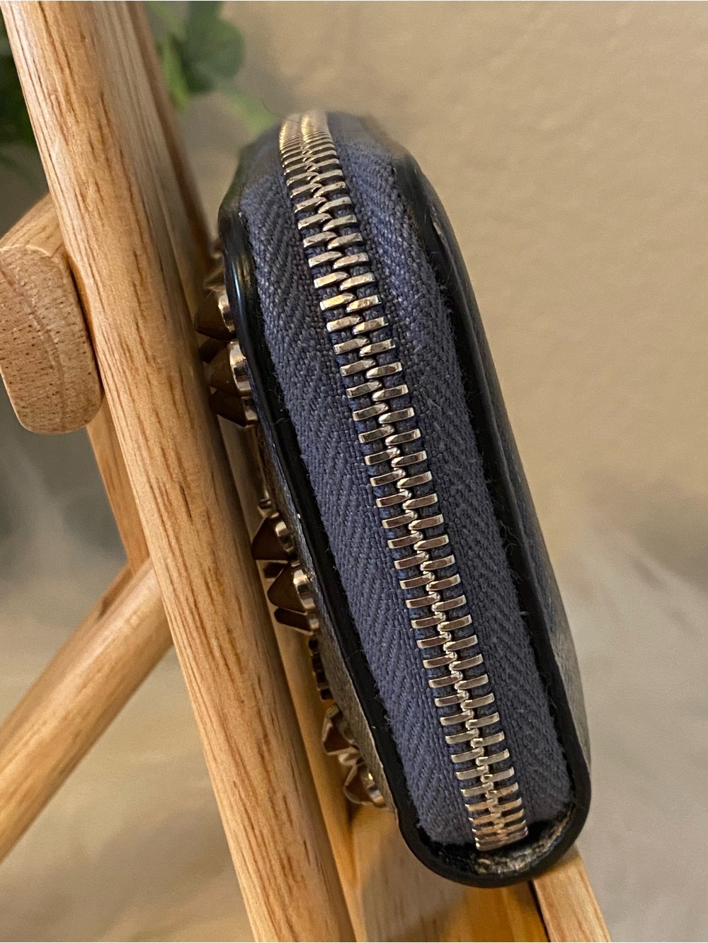 Christian Louboutin Panettone Denim look leather Studded coin purse wallet - Picture 5 of 13